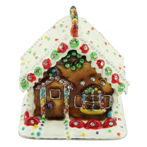 Snowy Gingerbread House Trinket Box