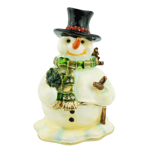 Classic top-hat snowman trinket box
