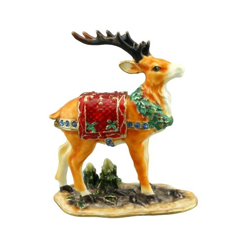 Jeweled Red Saddle Reindeer Trinket Box