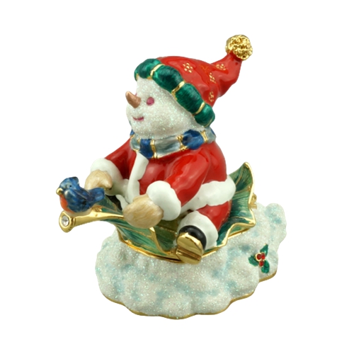Snowman on Sled Trinket Box