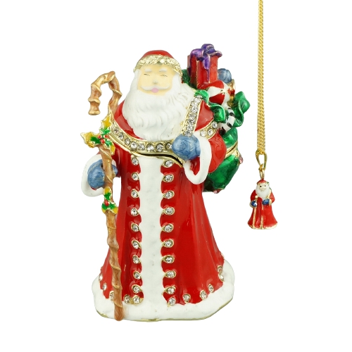 Santa Red Coat Ornament Trinket Box