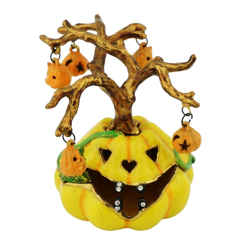 Cat Family Halloween Pumpkin Trinket Box