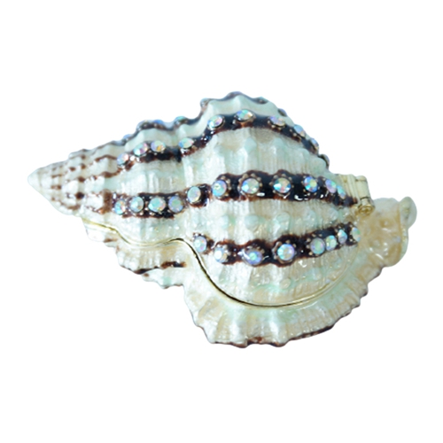 Jeweled Spiral Conch Shell Trinket Box
