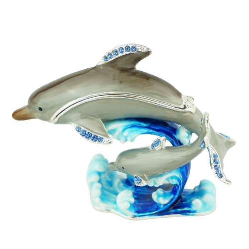 Silver Dolphin Pair Trinket Box