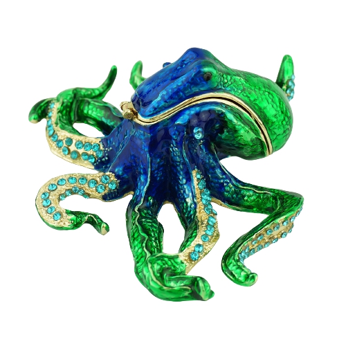 Emerald Blue Octopus Trinket Box