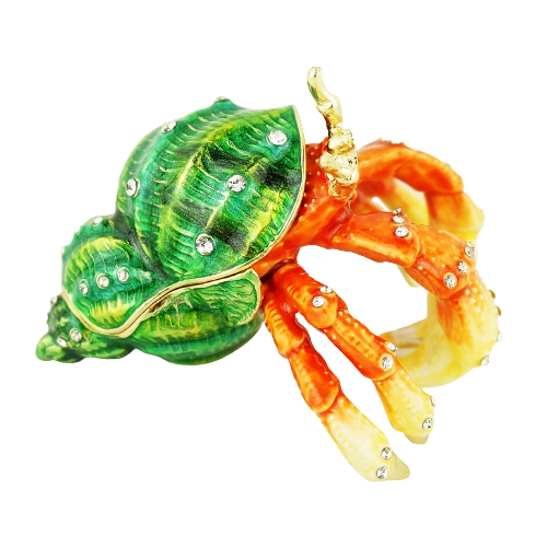 Green Shell Hermit Crab Trinket Box