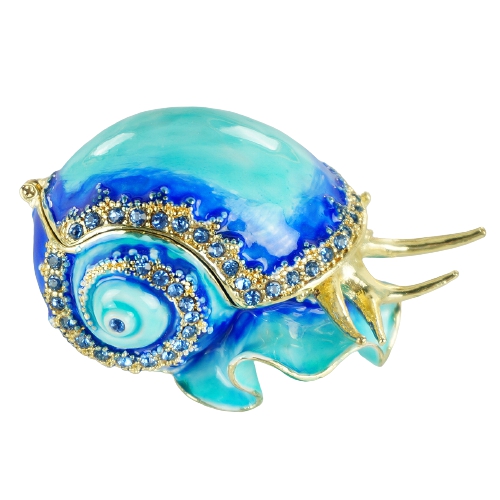 Blue Nautilus Shell Trinket Box