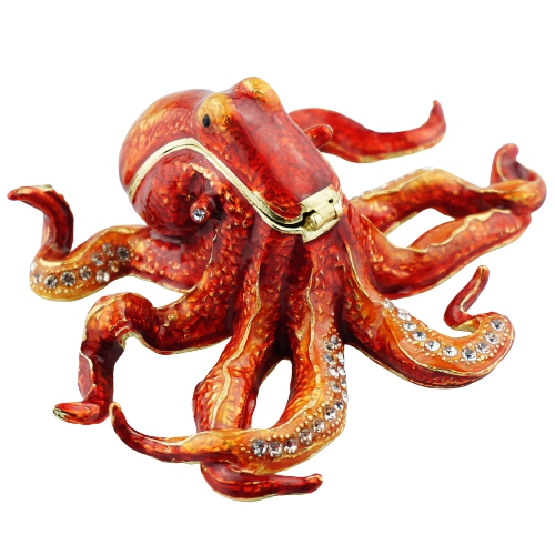 Red Orange Octopus Trinket Box