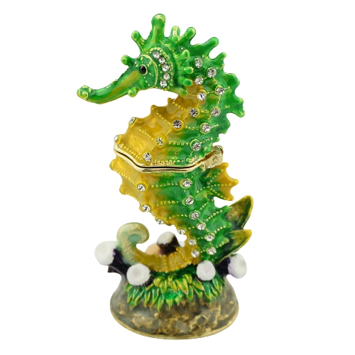 Green Seahorse Coral Trinket Box