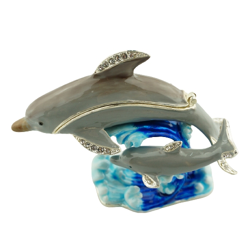 Dolphin Family Wave Trinket Box
