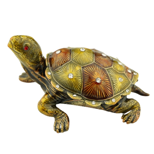Antique Floral Sea Turtle Trinket Box