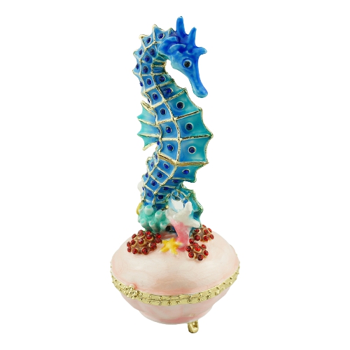 Blue Seahorse Pearl Base Trinket Box