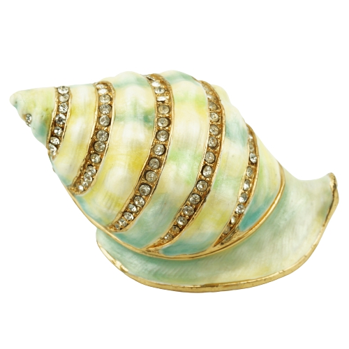 Mint Spiral Conch Shell Trinket Box