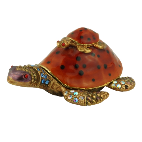 Orange Spotted Sea Turtle Trinket Box