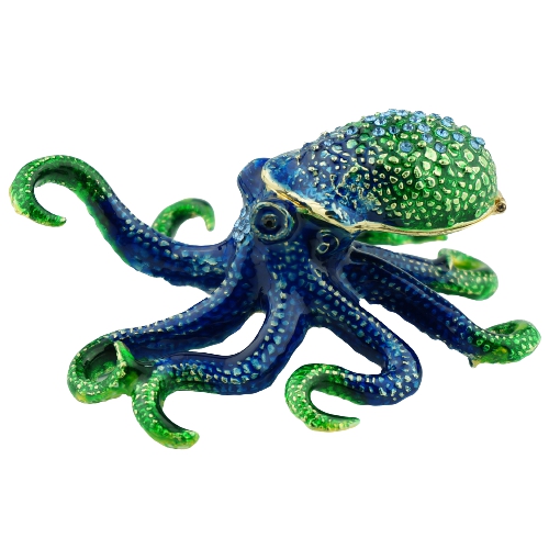 Blue Green Crystal Octopus Trinket Box