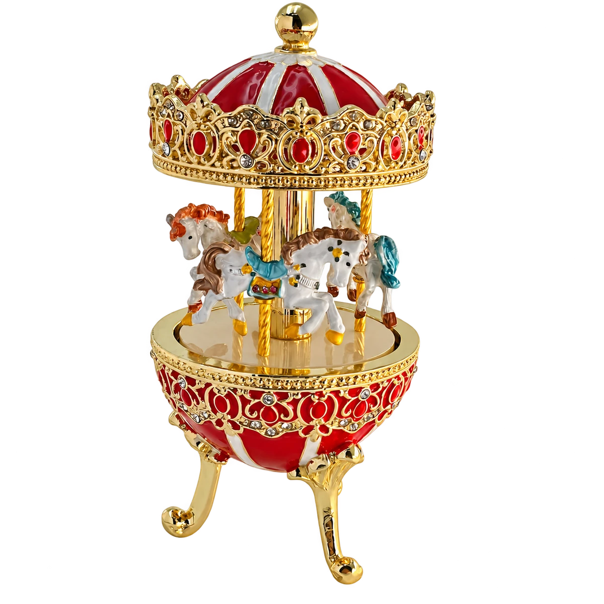 Red Carousel Horse Music Box