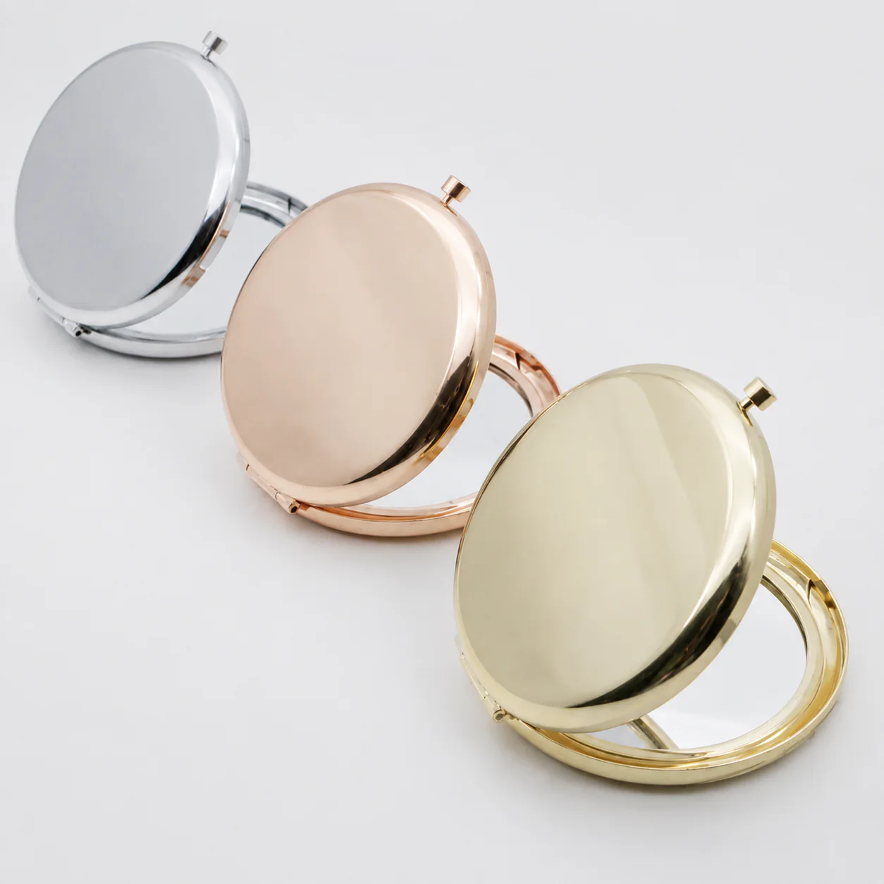 Multi-Finish Plain Round Metal Compact Mirror
