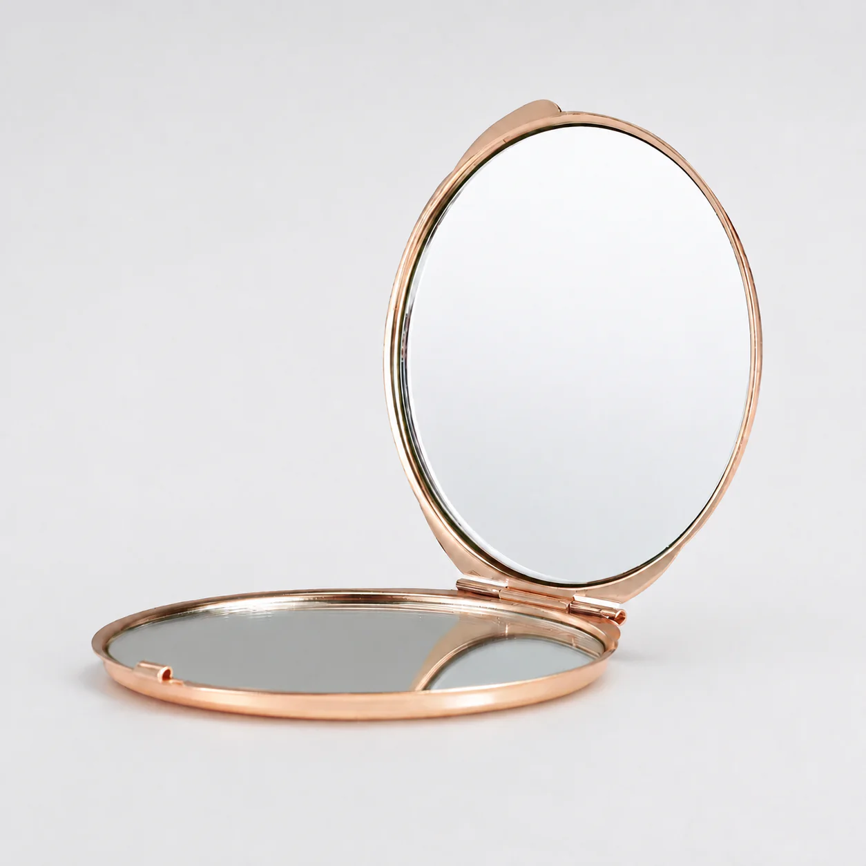 Plain Round Metal Compact Mirror with Textured Lid - view 14