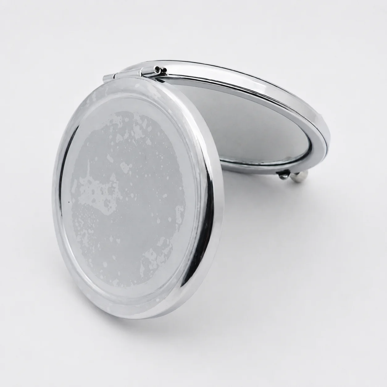 Plain Round Metal Compact Mirror with Recessed Top - view 5