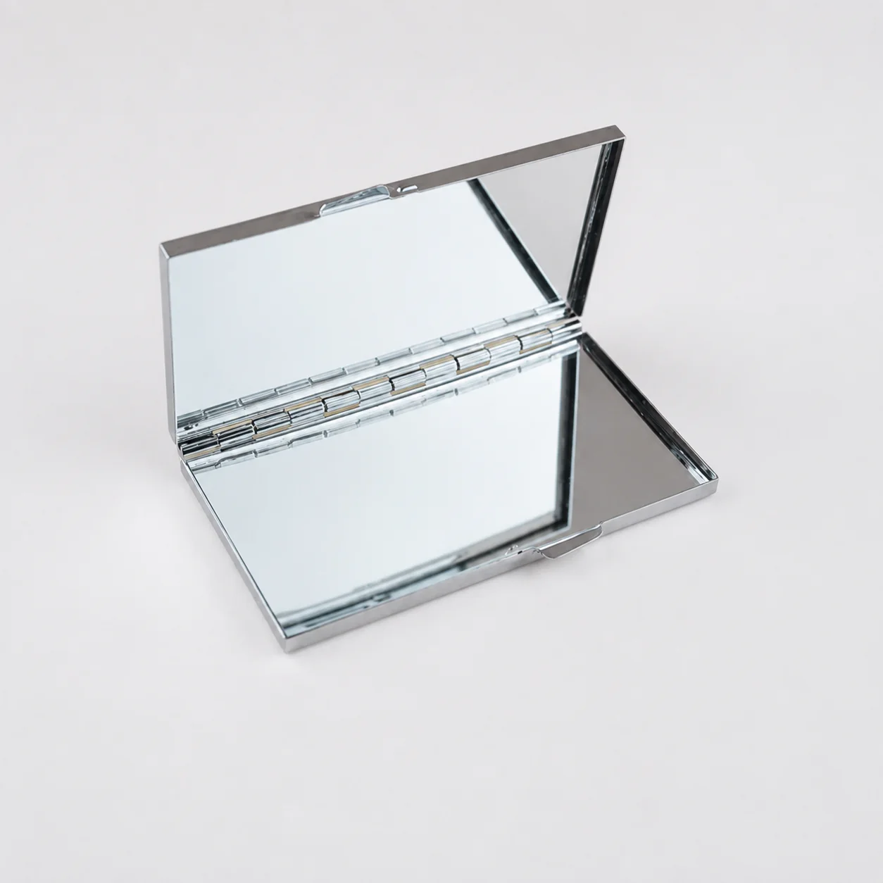 Engraved Floral Rectangular Metal Compact Mirror