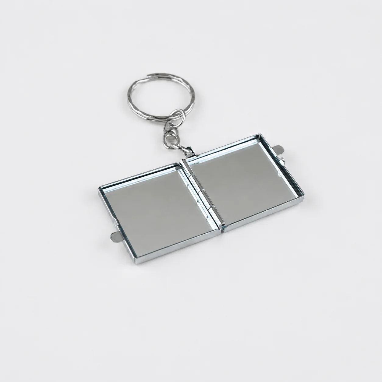 Square Metal Compact Mirror Keychain