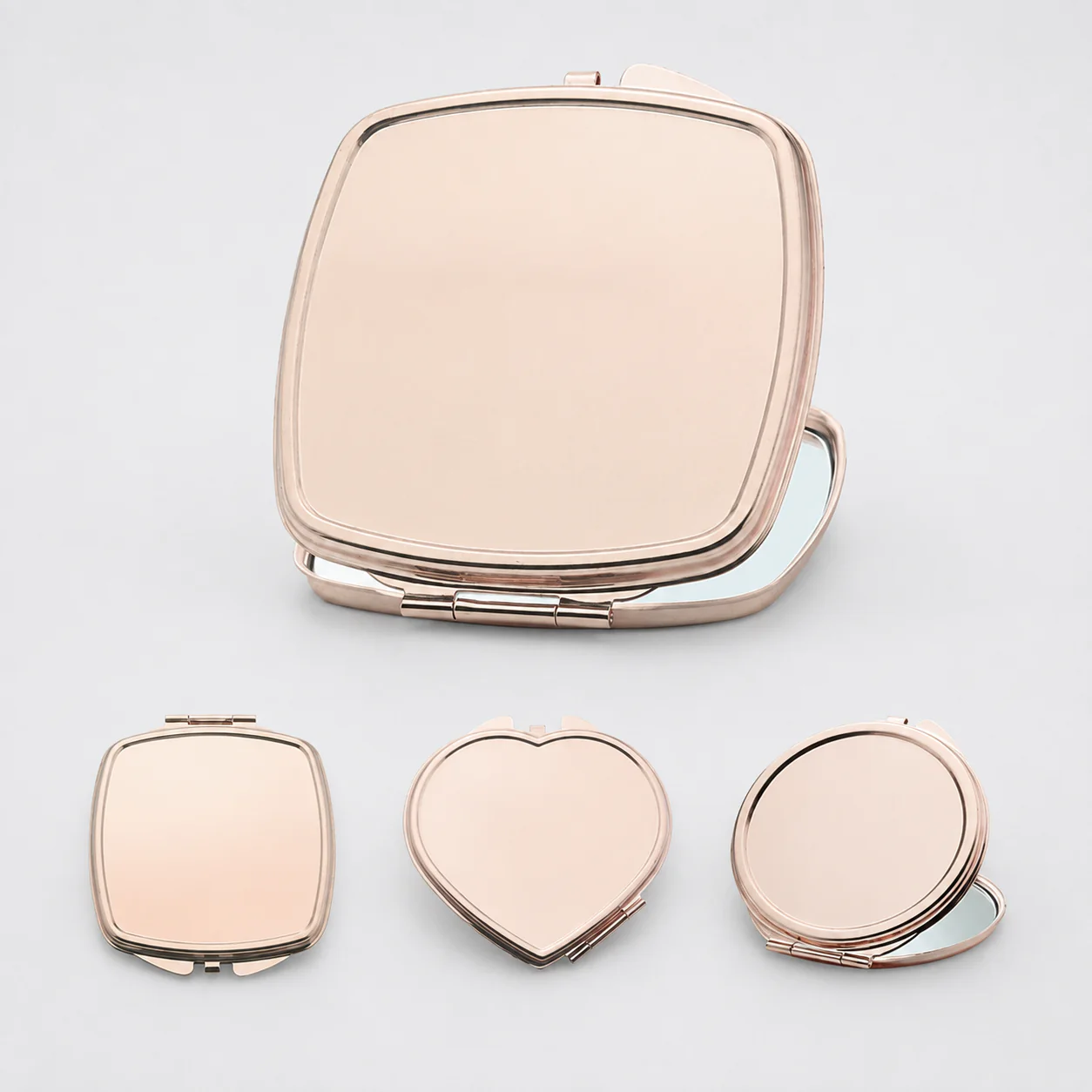 Rounded Square Plain Metal Compact Mirror - view 2