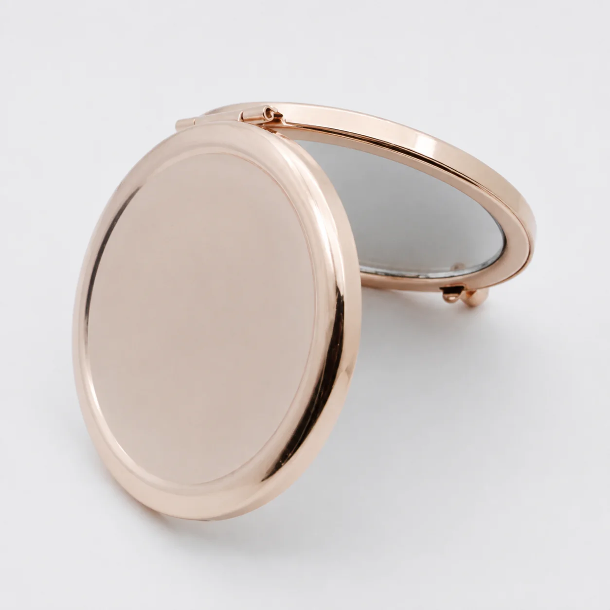 Plain Round Metal Compact Mirror with Recessed Top - view 7