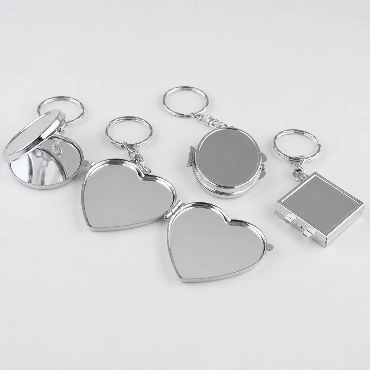 Mini Round Metal Compact Mirror Keychain - view 4