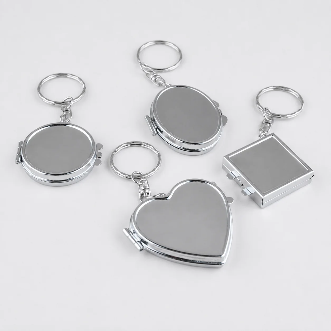 Mini Round Metal Compact Mirror Keychain - view 3