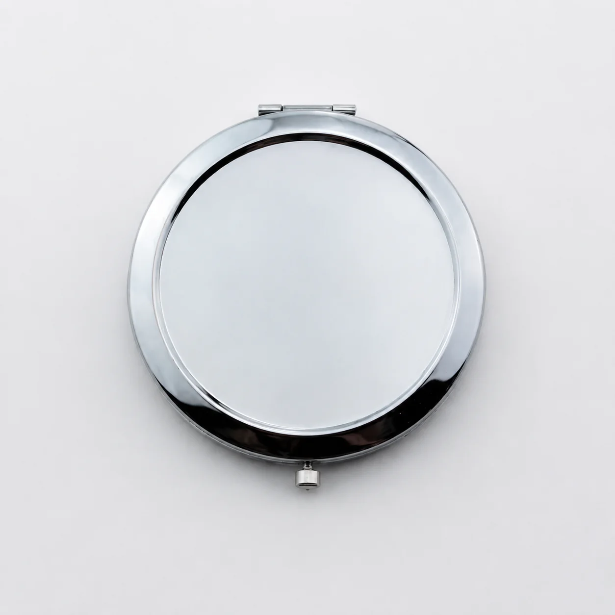 Plain Round Metal Compact Mirror with Recessed Top - view 10