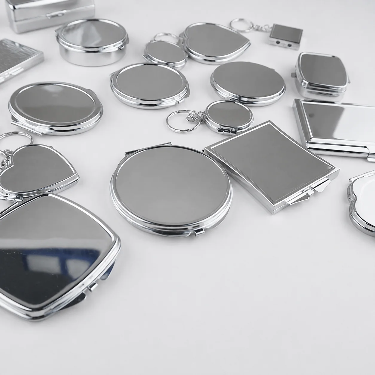 Mini Round Metal Compact Mirror Keychain - view 5