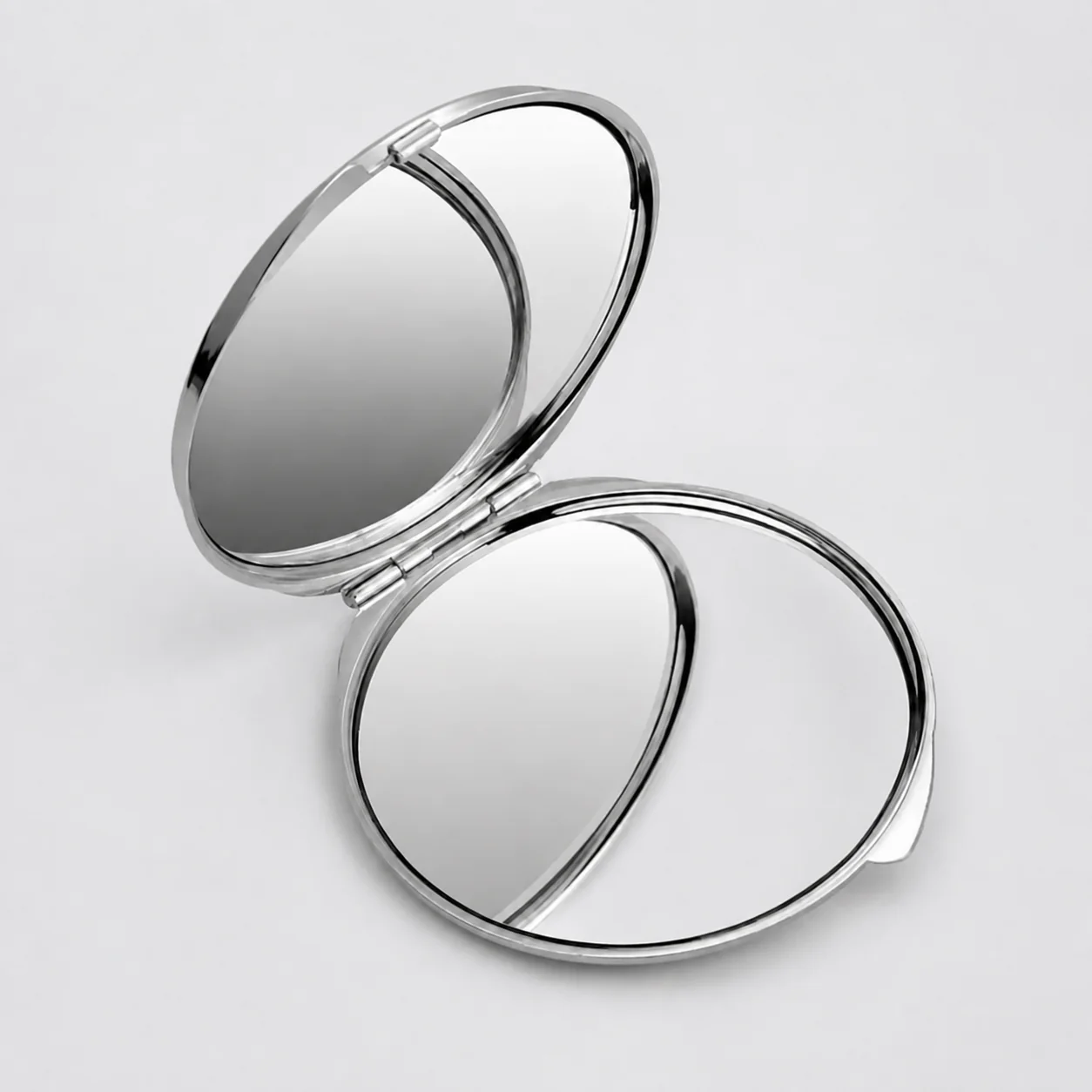 Plain Round Metal Compact Mirror with Textured Lid - view 11