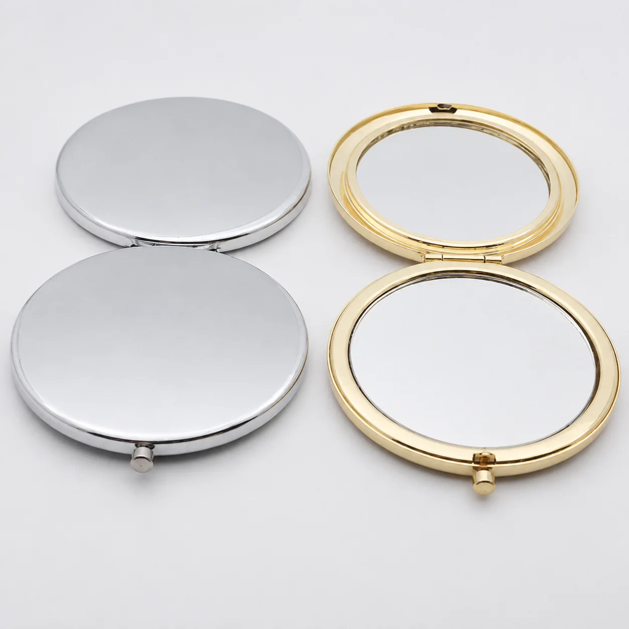 Slim Smooth-Lid Round Metal Compact Mirror - view 3