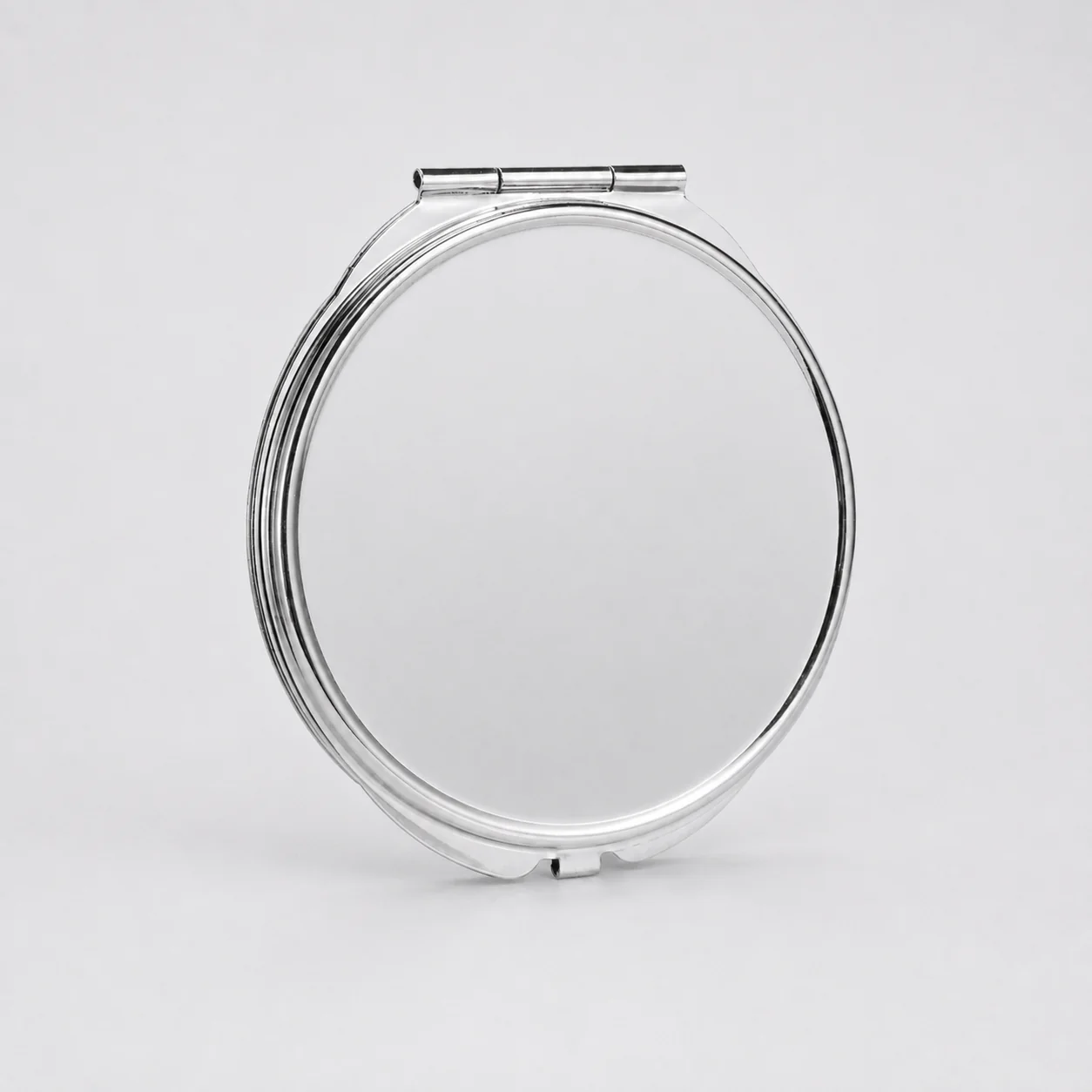 Plain Round Metal Compact Mirror with Textured Lid - view 5