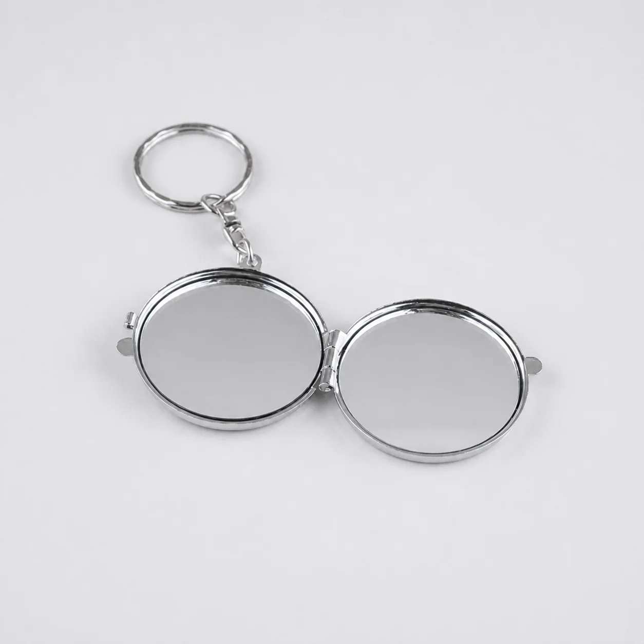 Mini Round Metal Compact Mirror Keychain - view 2