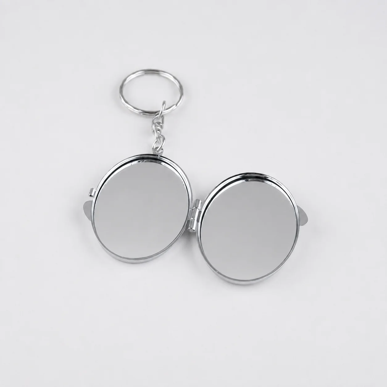 Round Metal Compact Mirror Keychain