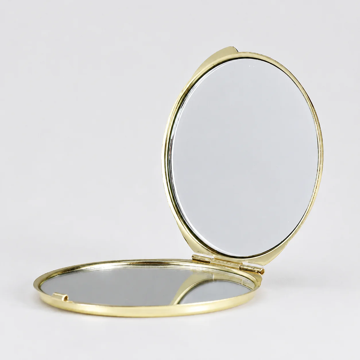 Plain Round Metal Compact Mirror with Textured Lid - view 17