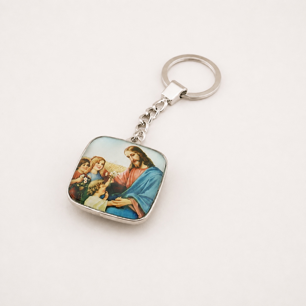 Square Custom Printed Dome Glass Keychain - view 2