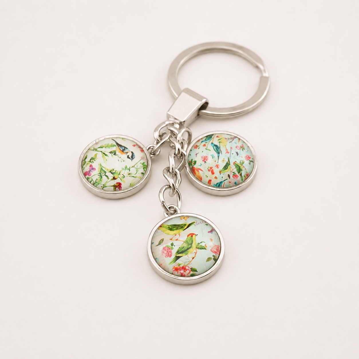 Triple Charm Custom Printed Dome Glass Keychain - view 2