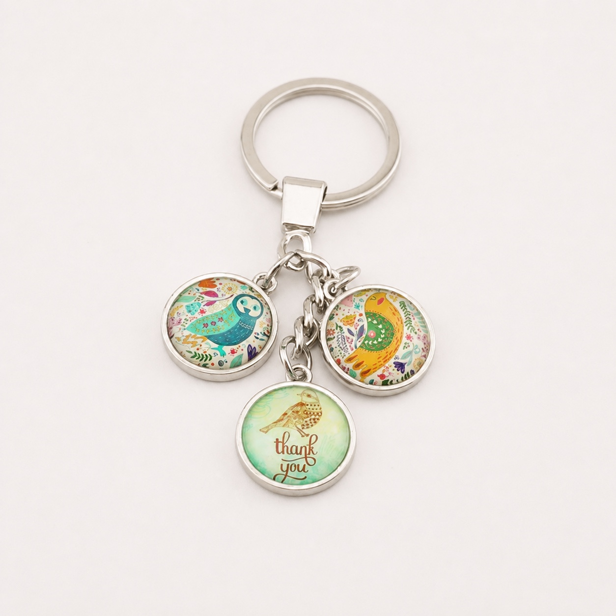 Triple Charm Custom Printed Dome Glass Keychain - view 4