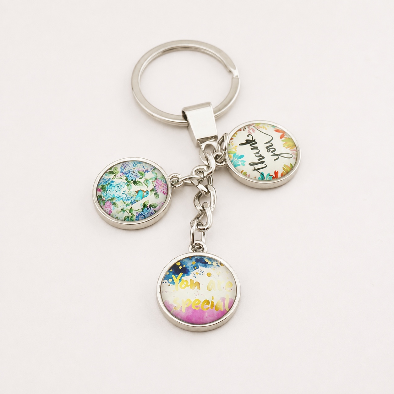 Triple Charm Custom Printed Dome Glass Keychain - view 7