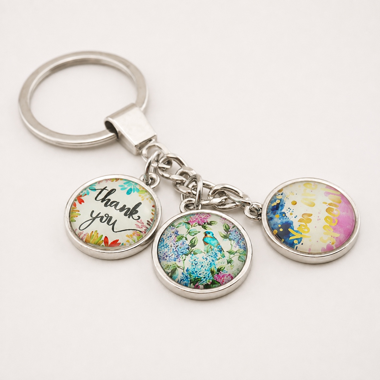 Triple Charm Custom Printed Dome Glass Keychain - view 9